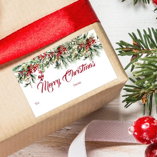 Elegant Script Merry Christmas Holiday Gift Rectangular Sticker