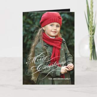 Elegant Script Merry Christmas | Holiday Photo Card