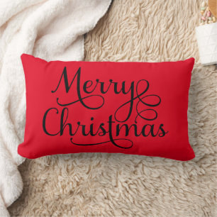Elegant Script Merry Christmas Lumbar Pillow