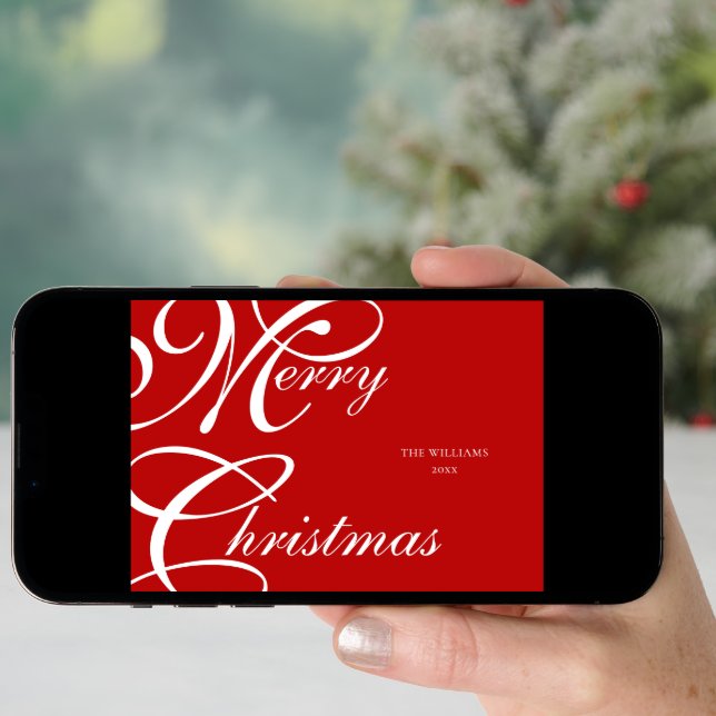 Elegant Script Merry Christmas Non Photo Holiday Card (Front Digital)