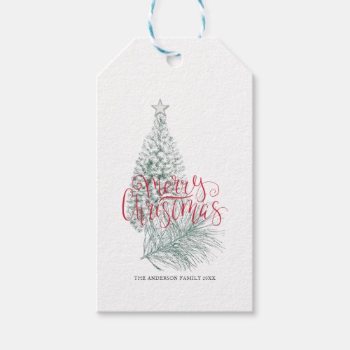 Elegant Script Merry Christmas Personalized Gift Tags