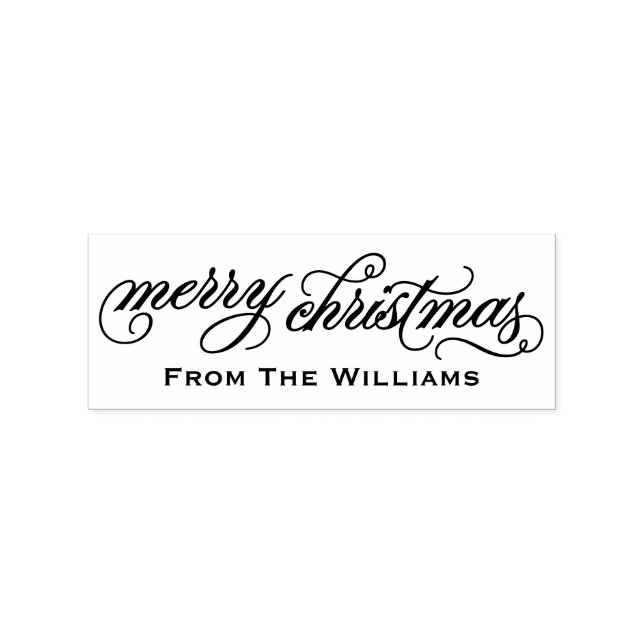 Elegant Script Merry Christmas Personalized Rubber Stamp (Imprint)