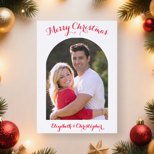 Elegant Script Merry Christmas Premium Custom Letterpress Photo Cards
