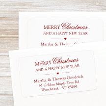 Elegant Script Merry Christmas Red Return Address