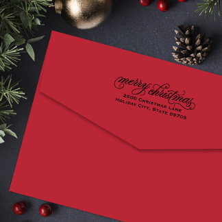 Elegant Script Merry Christmas Return Address Self-inking Stamp