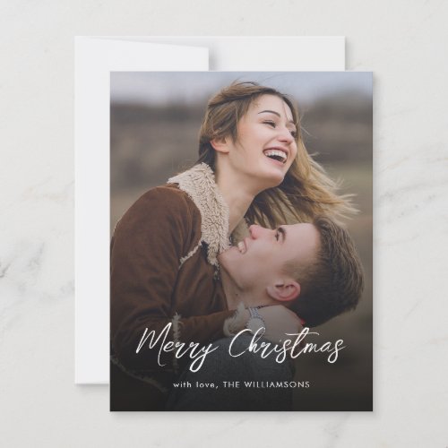 Elegant Script Merry Christmas Wilson Tartan Photo Note Card