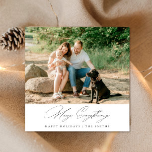 Elegant Script Merry Everything Coastal Christmas Holiday Card