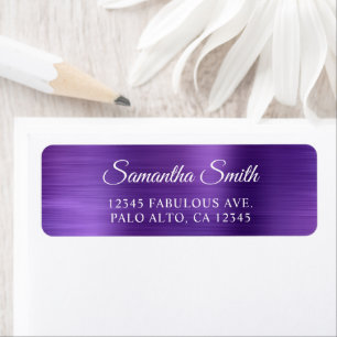 Elegant Script Metallic Amethyst Label