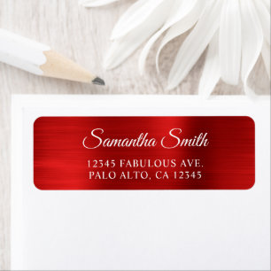Elegant Script Metallic Red Label