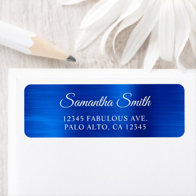 Elegant Script Metallic Royal Blue Label (Insitu)