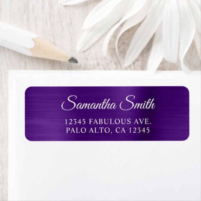 Elegant Script Metallic Royal Purple Label (Insitu)