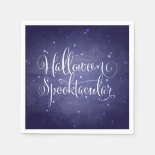 Elegant Script Midnight Blue Gothic Halloween Napkins