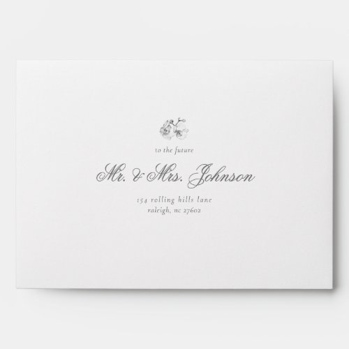 Elegant Script Minimal BW Return Address Wedding Envelope