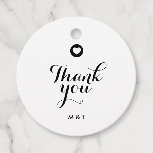 Elegant Script Minimal Couple Initials Thank You Favor Tags