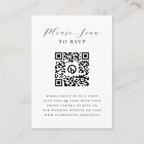 Elegant Script Minimal Photo QR Code Wedding RSVP Enclosure Card