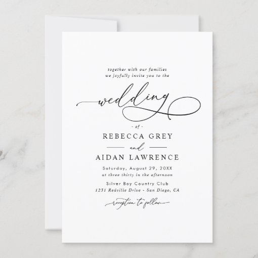 Elegant Script Minimal Wedding Invitation Zazzle Elegant Script Minimal Wedding Invitation Zazzle