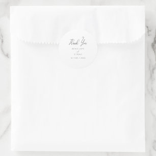 Elegant Script Minimal Wedding Thank You Classic Round Sticker