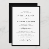 Elegant Script Minimalist Black and White Wedding Invitation | Zazzle