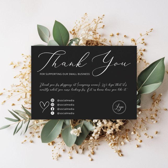 Elegant Script Minimalist Black Order Thank You Card (Creator Uploaded)