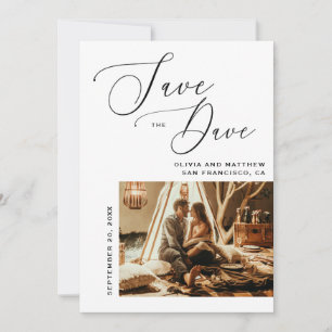 Elegant Script   Minimalist Clean Photo Wedding Save The Date