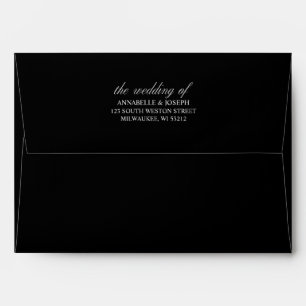 Elegant Script Minimalist Formal Black Wedding Envelope