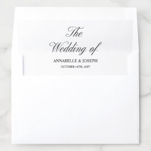 Elegant Script Minimalist Formal White Wedding Envelope Liner