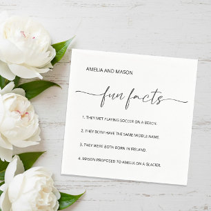 Elegant Script Minimalist Fun Facts Wedding Napkins