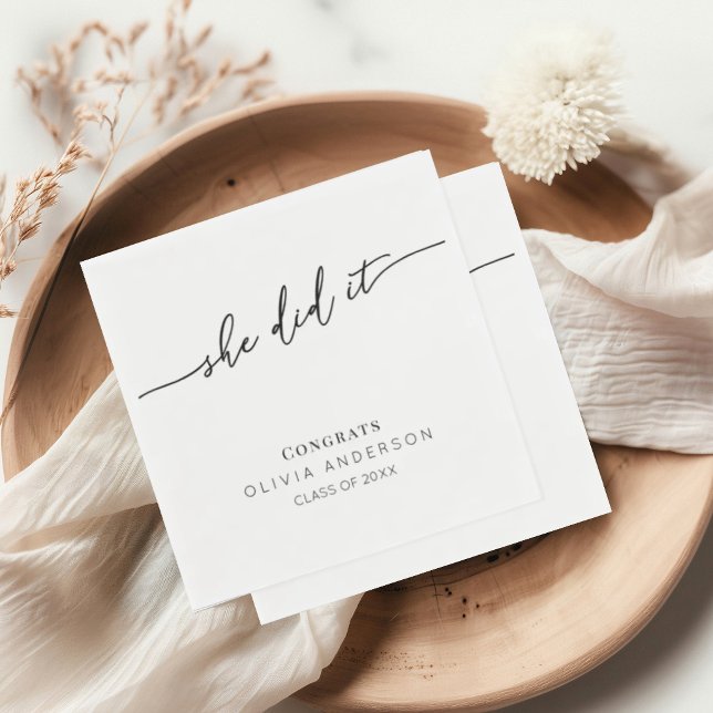 Elegant Script Minimalist Graduation Party Napkins (Creator Uploaded)