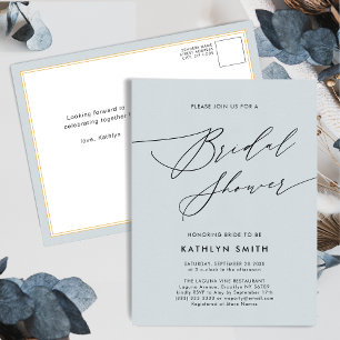 Elegant Script Minimalist Modern Bridal Shower Invitation Postcard