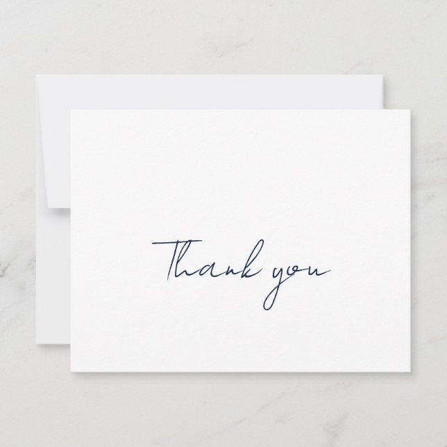 Elegant Script Minimalist Typography Wedding Thank You Card (Front)