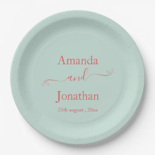 Elegant Script Minimalist Wedding Paper Dinner Plates