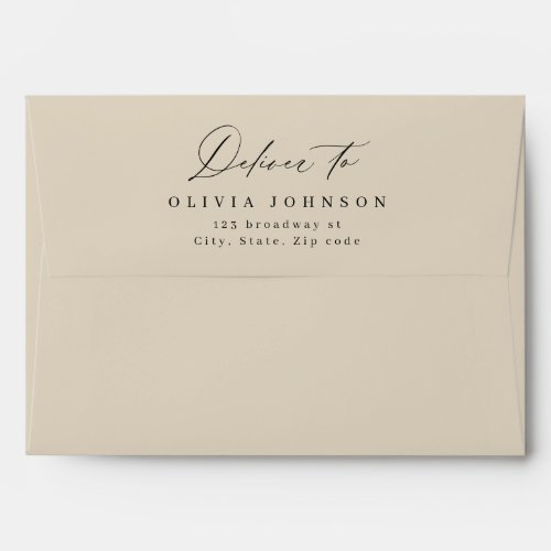 Elegant script minimalist wedding return address e envelope