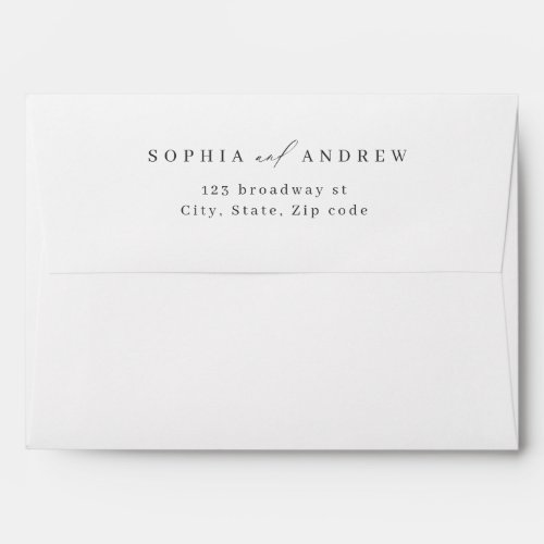 Elegant script minimalist wedding return address envelope