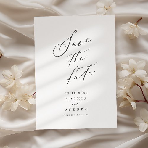 Elegant script minimalist wedding save the date