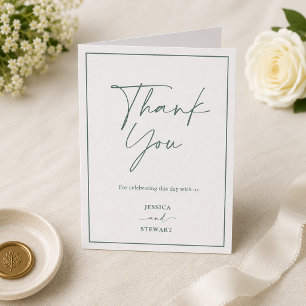 Elegant Script Minimalist Wedding thank you Letterpress Thank You Card
