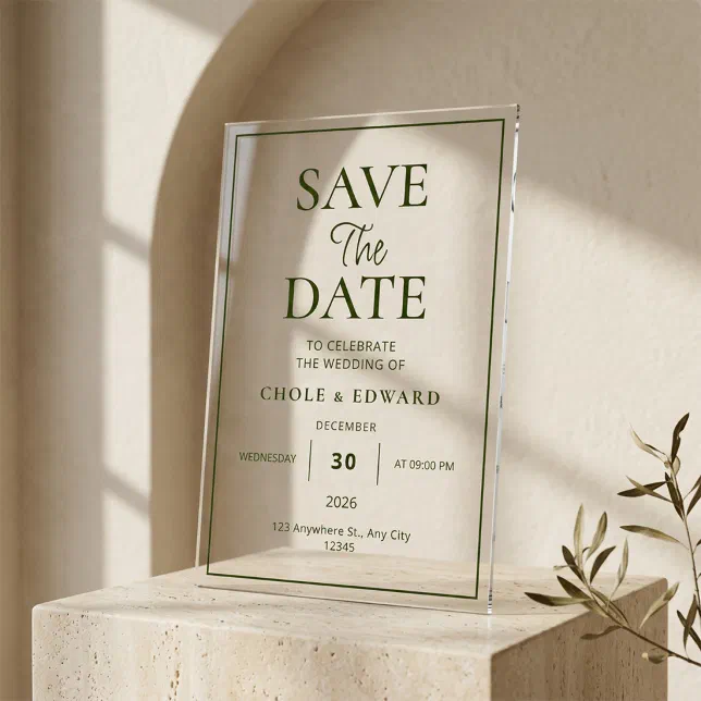 Elegant Script Modern Acrylic Wedding Invitation | Zazzle