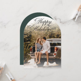 Elegant Script Modern Arch 1 Photo Christmas Card