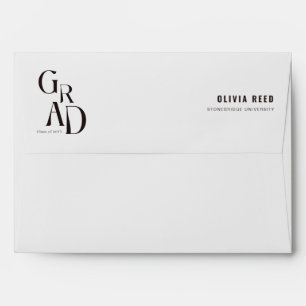 Elegant Script Modern Black and White Graduation Envelope