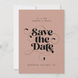 Elegant Script Modern Blush Pink Art Design Photo Save The Date