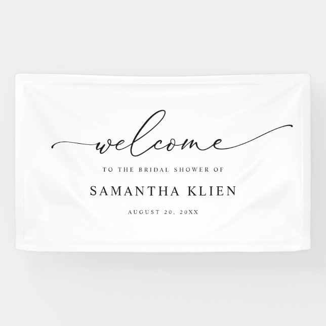 Elegant Script Modern Bridal Shower Welcome Banner (Horizontal)