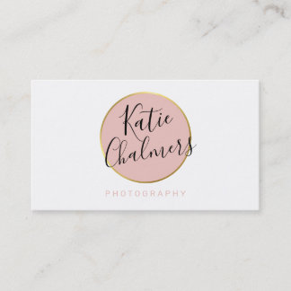 ELEGANT script modern chic pretty gold blush pink Business Card