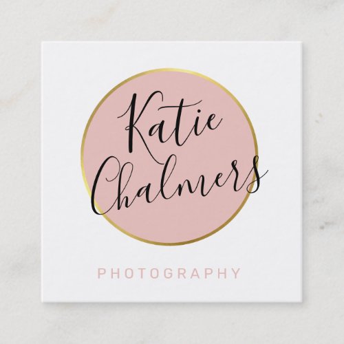 ELEGANT script modern chic pretty gold blush pink Square Business Card