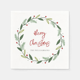 Elegant Script Modern Family Christmas Holidays Napkins