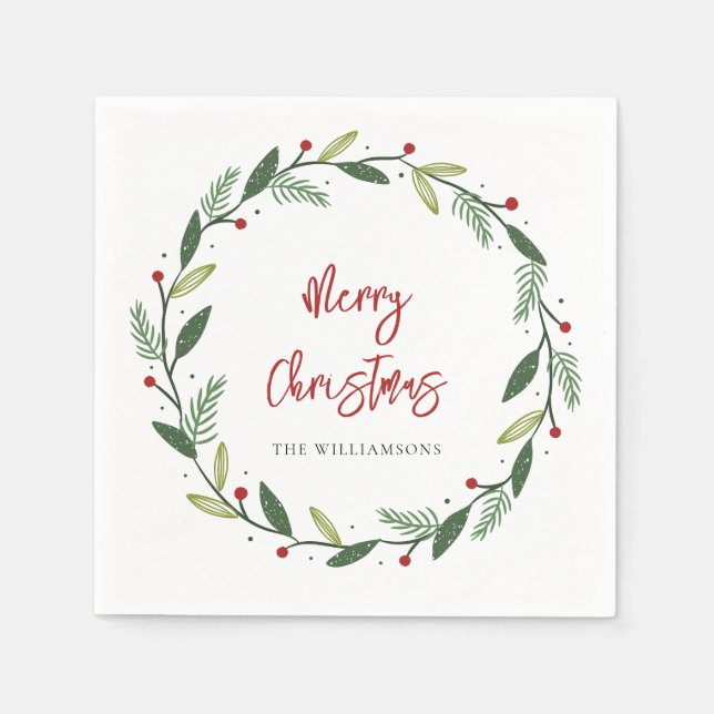 Elegant Script Modern Family Christmas Holidays Napkins (Front)