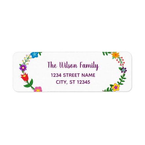 Elegant Script Modern Flowers Return Address Label