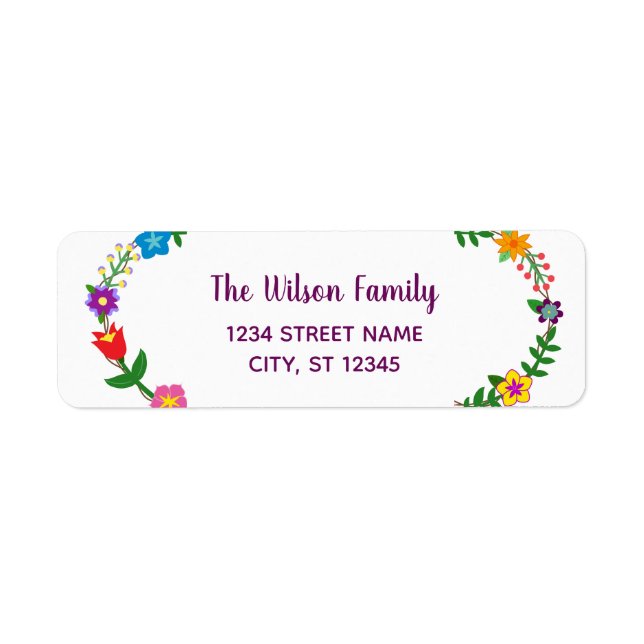 Elegant Script Modern Flowers Return Address Label (Front)