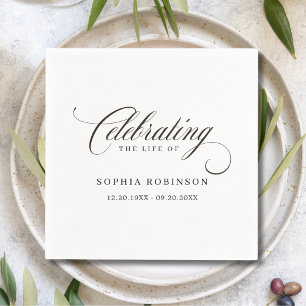 Elegant Script Modern Funeral Memorial Napkins