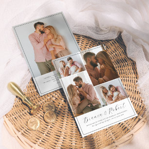 Elegant Script Modern Minimalist 5 Photos Wedding Invitation