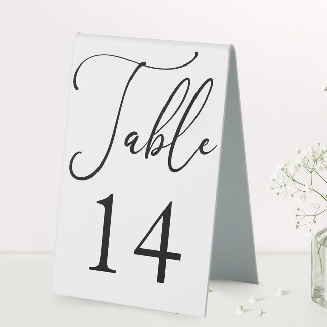 Elegant Script Modern Minimalist Wedding Table Tent (Elegant Script Modern Minimalist Wedding Table Number Sign)