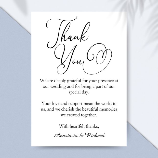 Elegant Script Modern Minimalist Wedding Thank You Card (Elegant Script Modern Minimalist Wedding Thank You Card)